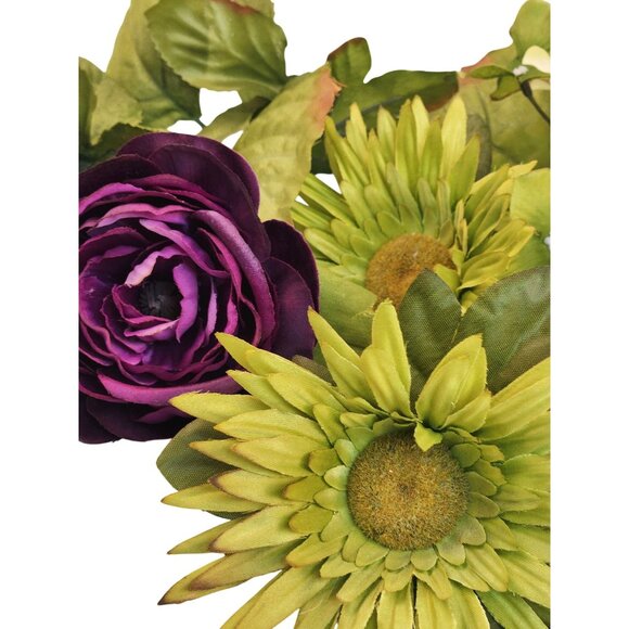 Artificial Floral Heads – Purple & Green Fabric Flowers for Wreaths, DIY Crafts, - Picture 13 of 13